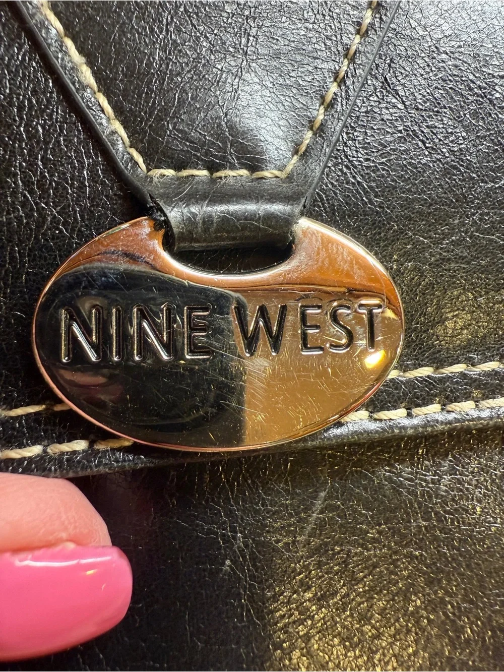 Nine West Black Leather Wallet with Contrast Stitching Women’s Long Billfold